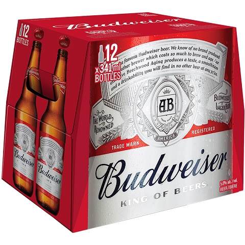 budweiser 341 ml - 12 bottles edmonton liquor delivery