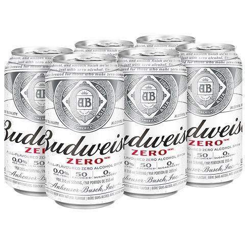 budweiser zero 355 ml - 6 cans edmonton liquor delivery