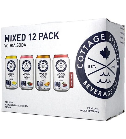 cottage springs vodka soda mixed pack 355 ml - 12 cans edmonton liquor delivery