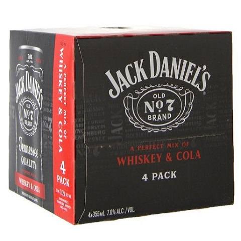 jack daniel's and cola 355 ml - 4 cans edmonton liquor delivery