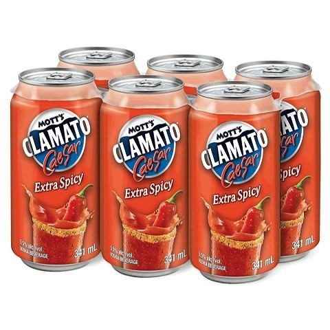 mott's clamato caesar extra spicy 341 ml - 6 cans edmonton liquor delivery