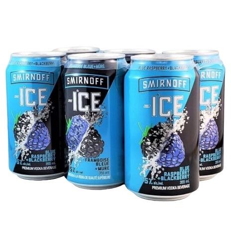smirnoff ice blue raspberry blackberry 355 ml - 6 cans edmonton liquor delivery