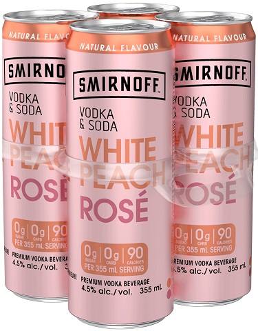 smirnoff vodka soda white peach rose 355 ml - 4 cans edmonton liquor delivery